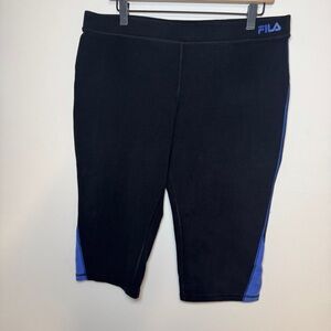 Fila Sport Black Blue Capri Leggings Womens XL
